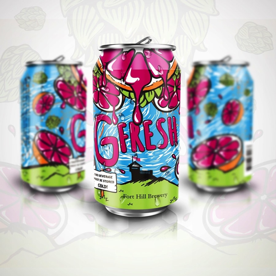 colorful beer can label design