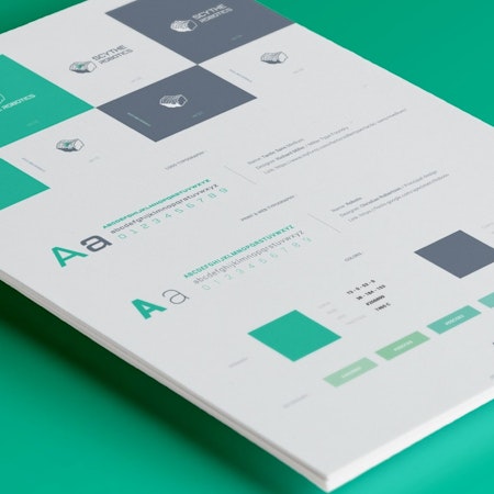 brand guide with green typography and color rules