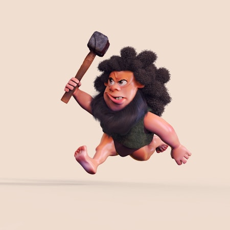 3d character design of a caveman