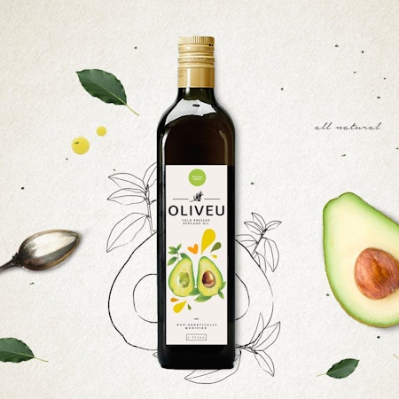 avocado oil label on bottle