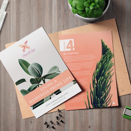 Magazin-Layout mit Bildern von Pflanzen