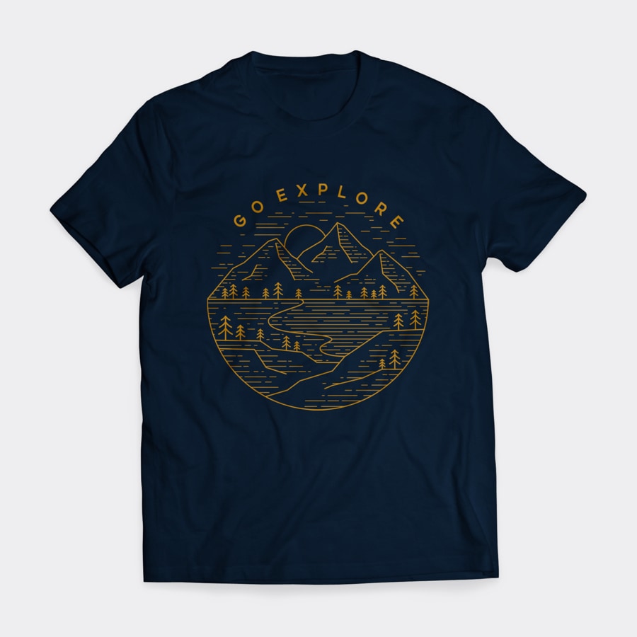 dark tshirt with brown mountain illustration