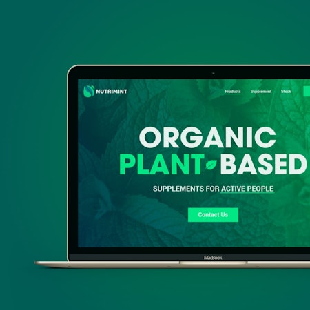 緑色の植物ウェブサイトが画面に表示されているノート型パソコン