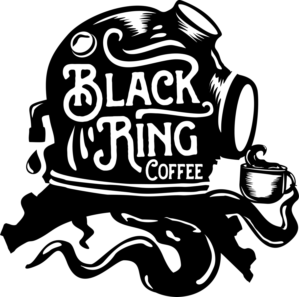 black scuba diving coffee helmet logo design